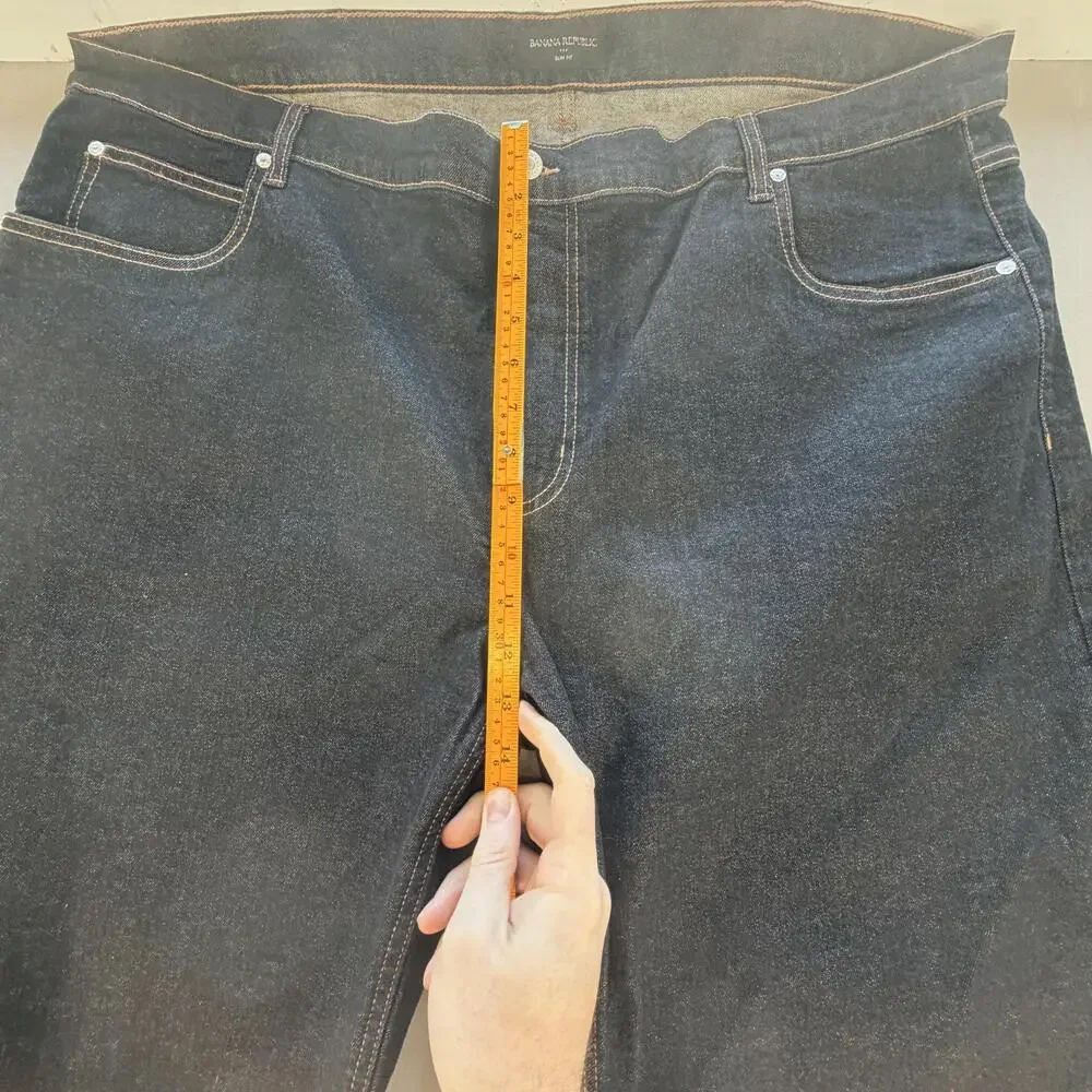 Banana Republic Jeans Mens 46x33 Blue Dark Wash Slim Straight Stretch Denim